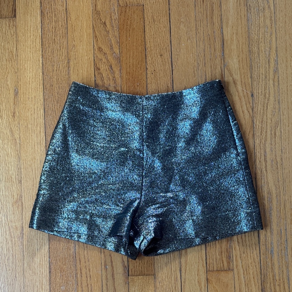Diane Von Furstenberg Shimmering Black High Waist Shorts